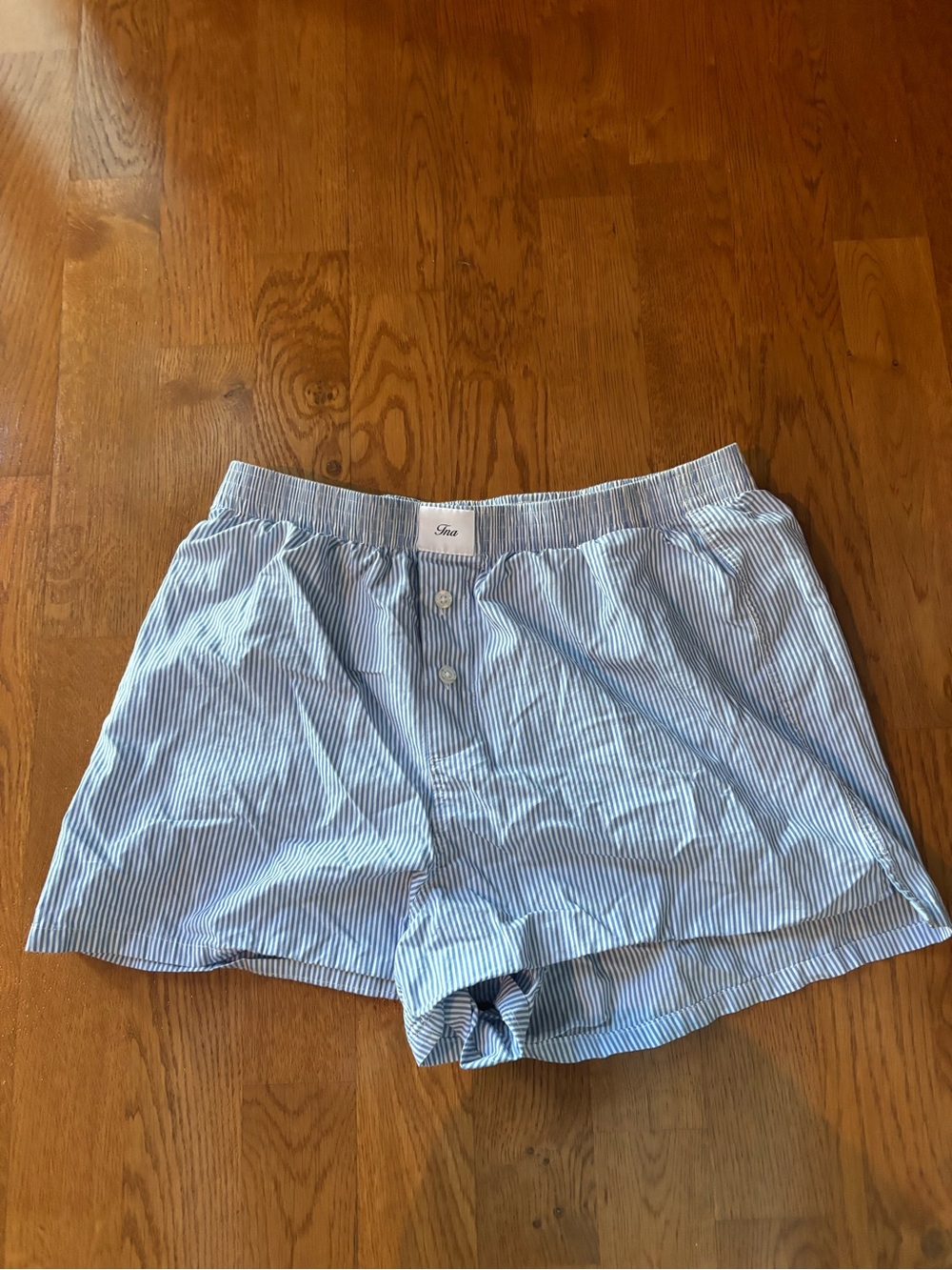 TNA Aritzia Striped Blue and White Short
